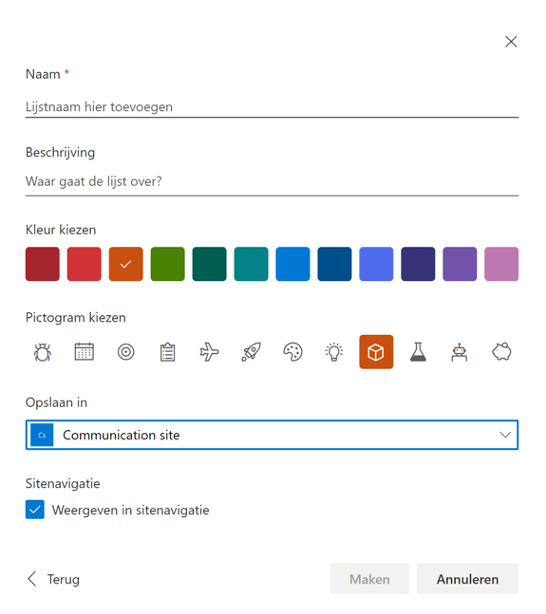 Microsoftlistaanmaken