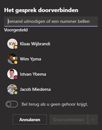 Doorverbinden in Teams