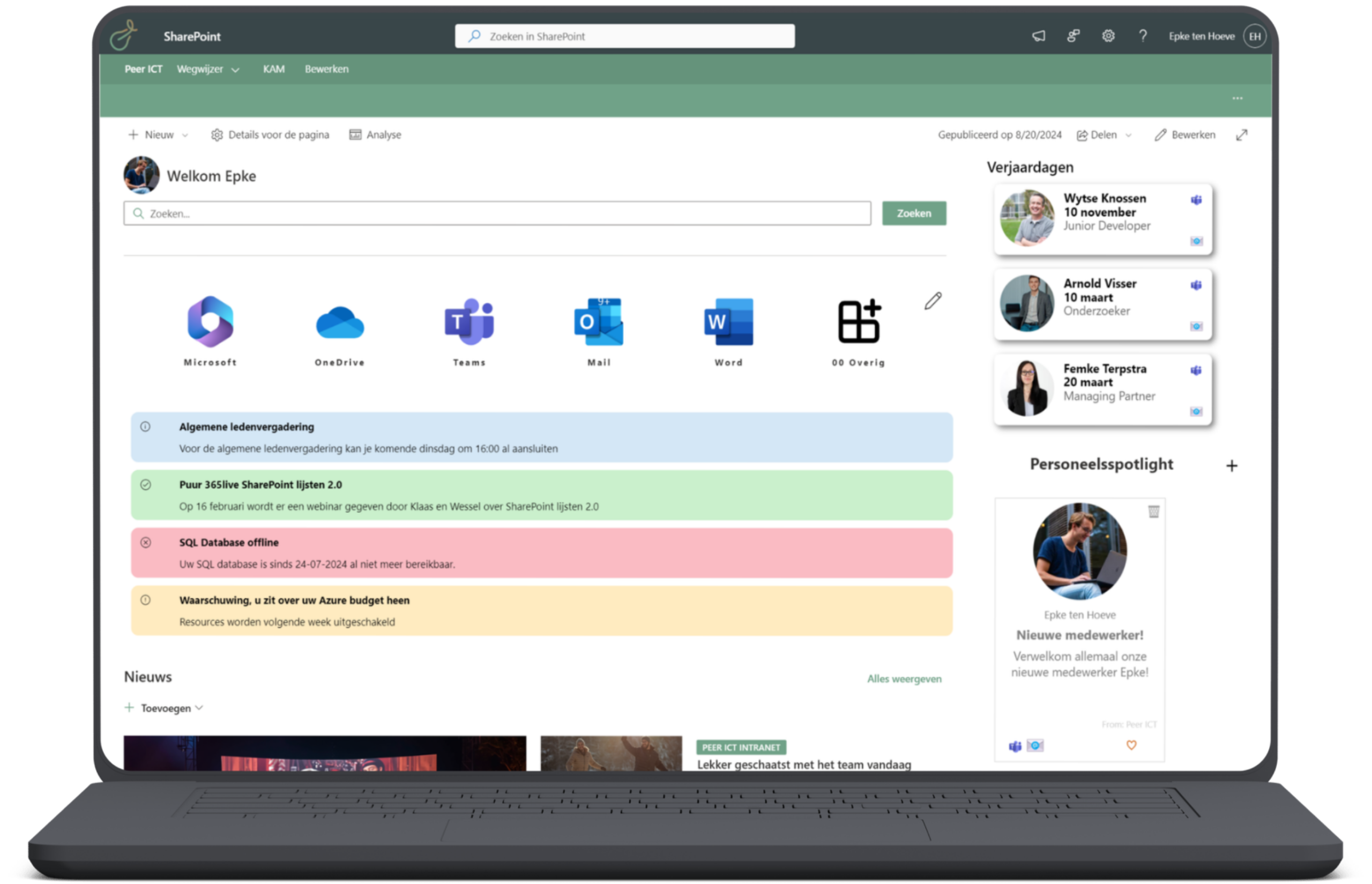 Intranet voorbeeld Puur Portal 1