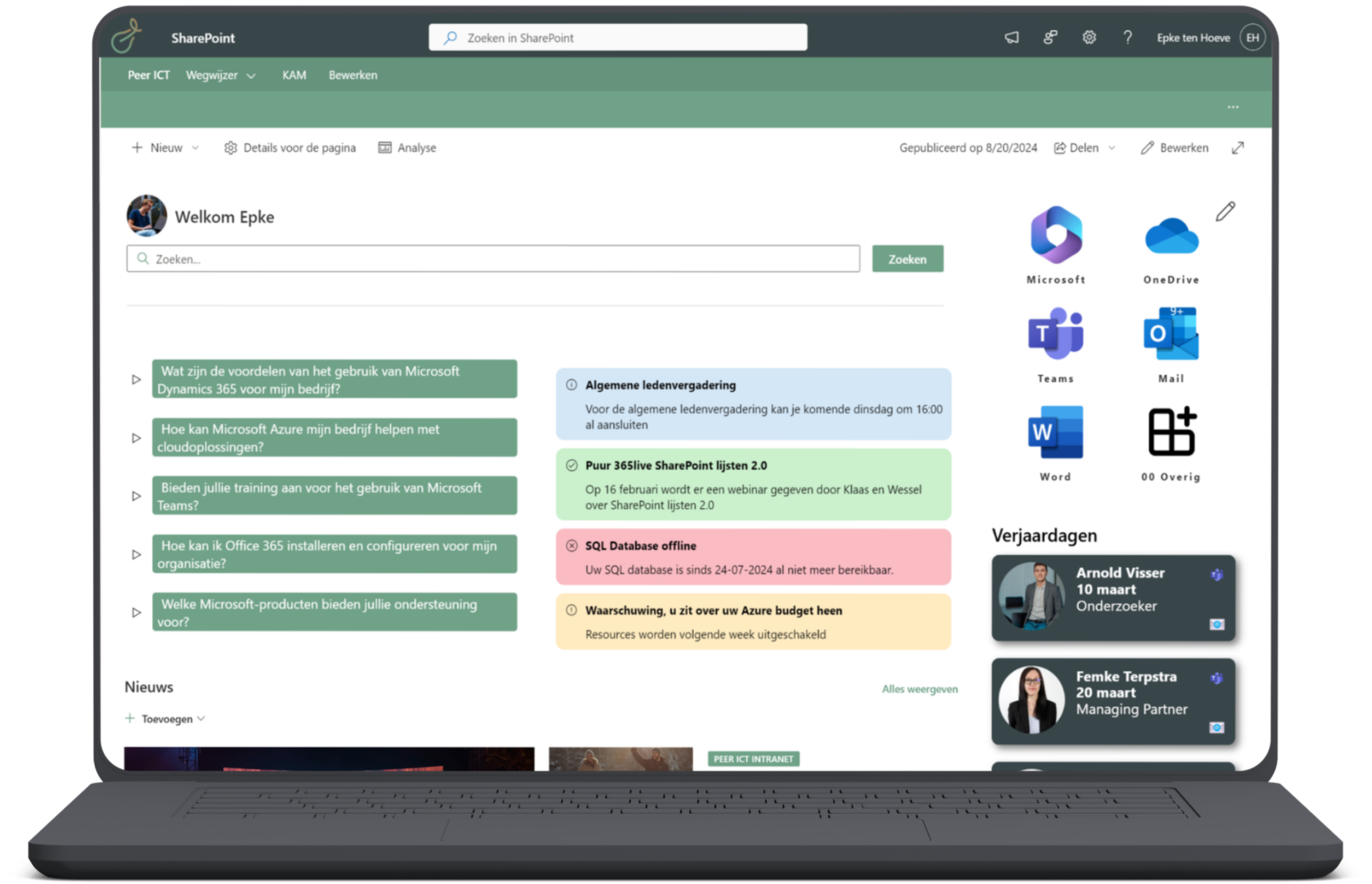 Intranet voorbeeld Puur Portal 3