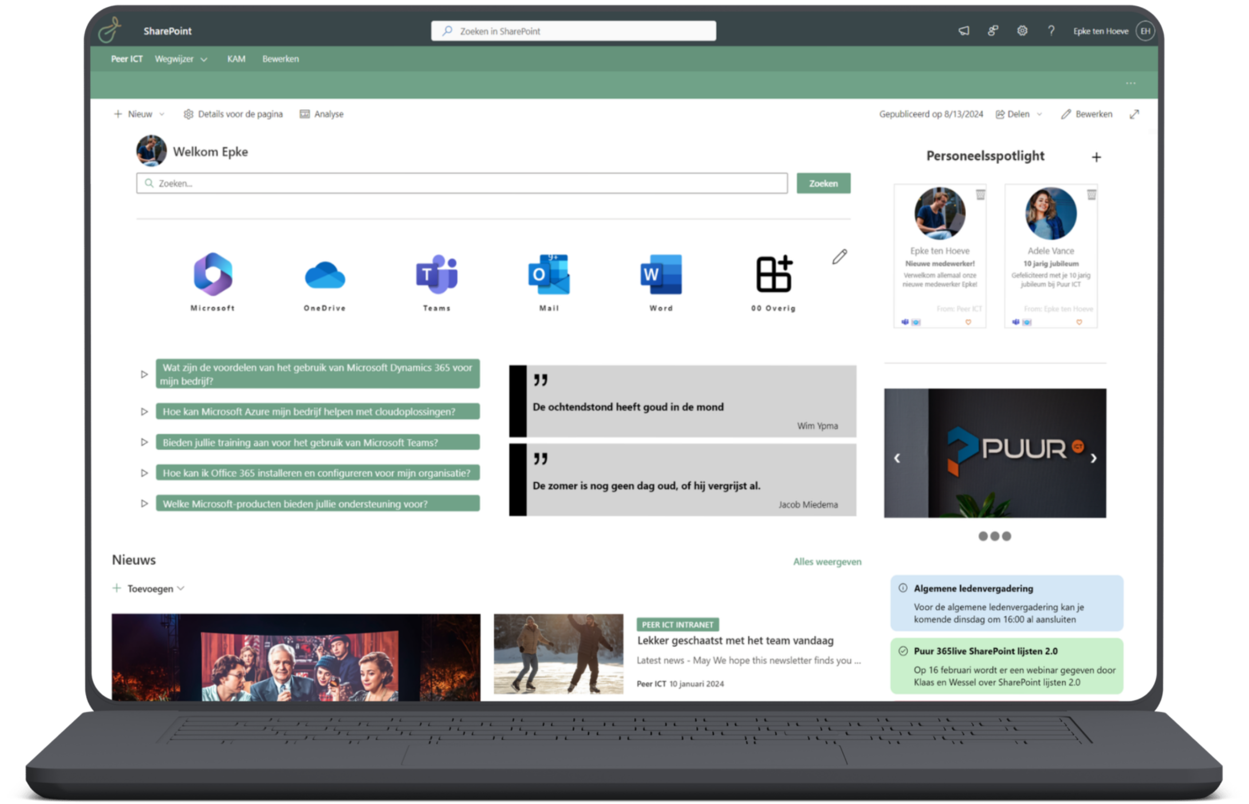 Intranet voorbeeld Puur Portal 4