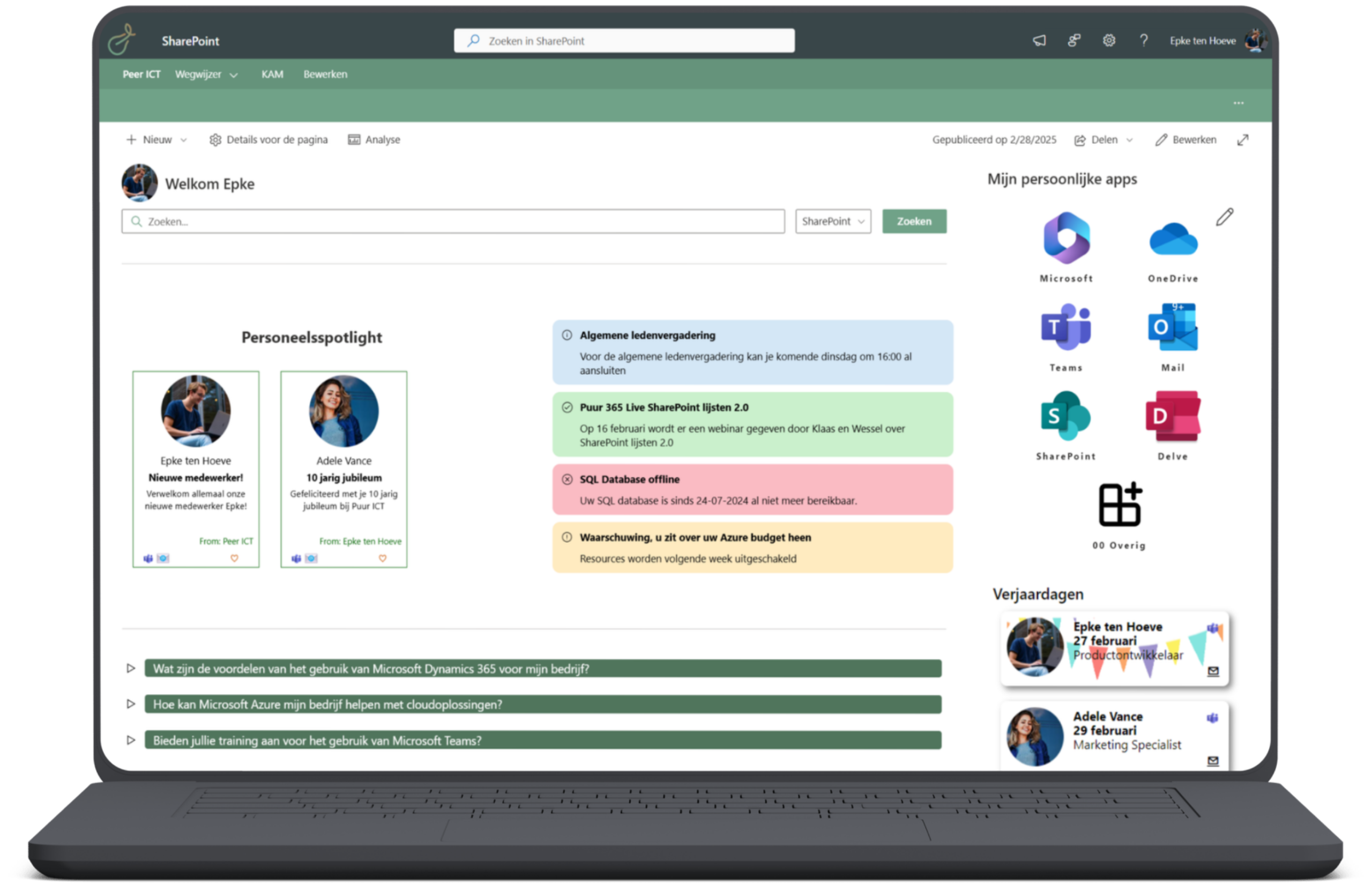 Intranet voorbeeld Puur Portal 5